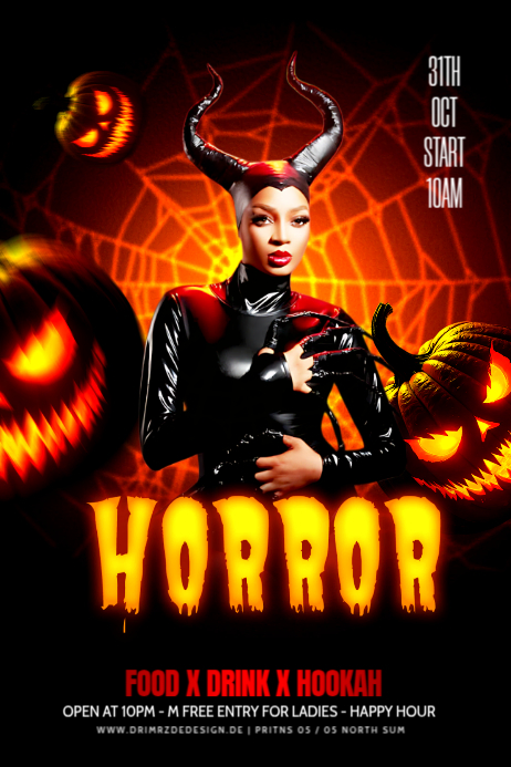 Black Maximalist Halloween Party Flyer Poster Template | PosterMyWall