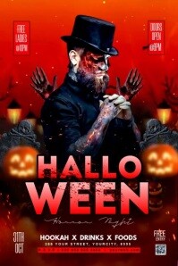 Black Maximalist Halloween Party Flyer Poster template