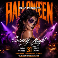 Black Halloween Party Quadrat Template