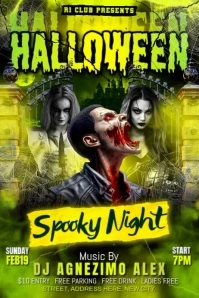 Black Maximalist Halloween Party Flyer Template Poster