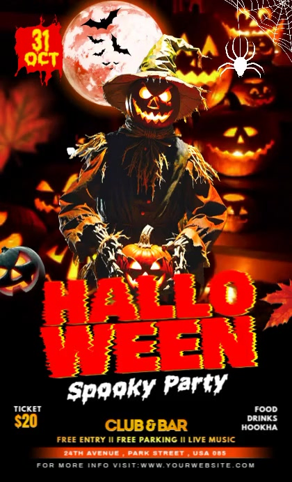 Plantilla de Black Maximalist Halloween Party Flyer Us Legal | PosterMyWall