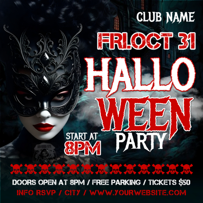 Black Maximalist Halloween Party Instagram Post Template | PosterMyWall