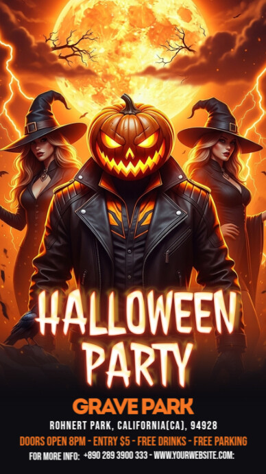 Black Maximalist Halloween Party Invitation Instagram Story Template ...