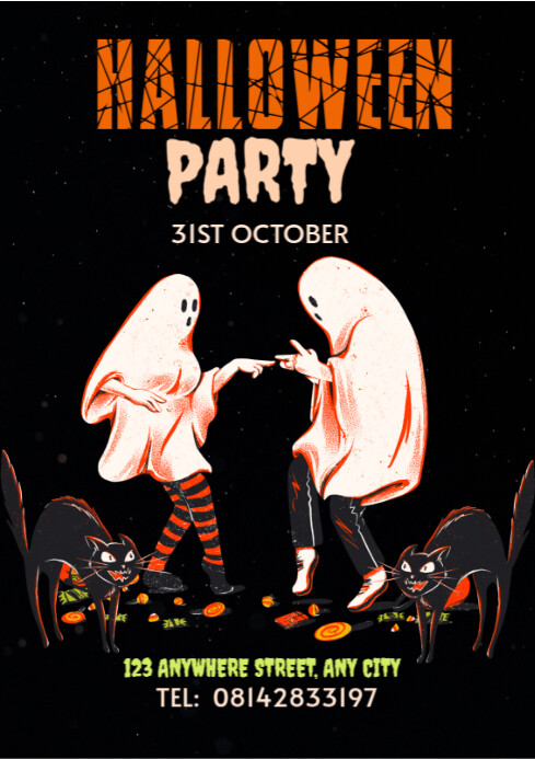 Black Maximalist Halloween Party Invitation Template A4 | PosterMyWall