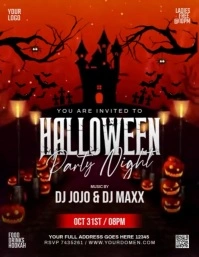 Black Maximalist Halloween Party Night  Flyer (us Letter) template