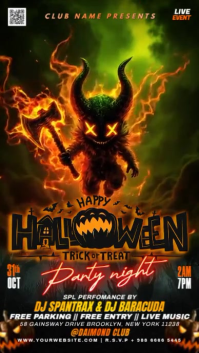 黑色 Halloween Club Party Rolka Instagram Template