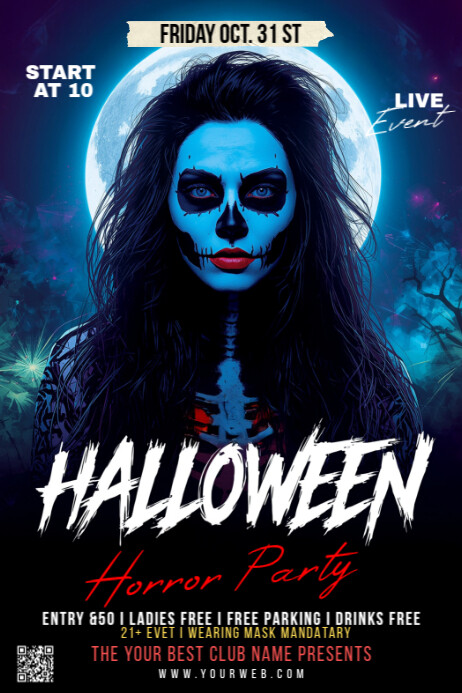 Plantilla de Black Maximalist Halloween Party Poster | PosterMyWall