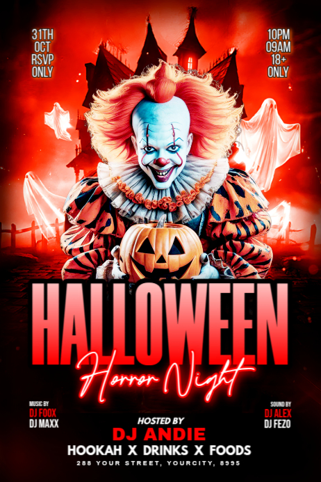 Black Maximalist Halloween Party Poster Template | PosterMyWall