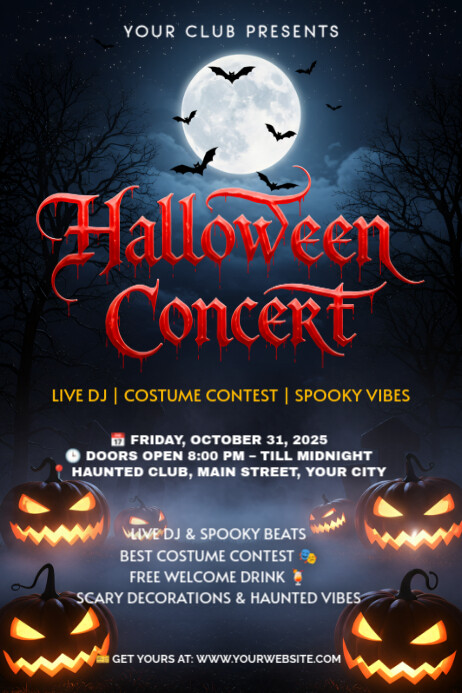 Black Maximalist Halloween Party Poster Template | Fright Night Editable Flyer Poster