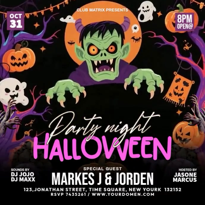 Plantilla de Black Maximalist Halloween Party Square (1:1) | PosterMyWall