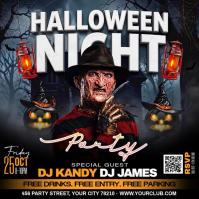 Negro Halloween Night Party Cuadrado Template
