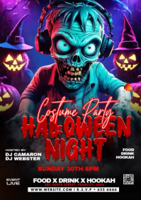 Black Maximalist Halloween Party Video Ad  A3 template