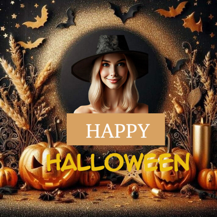 Black Maximalist Halloween photo frame Instagram Post template