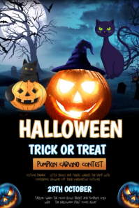 Black Maximalist Halloween Poster, halloween cats, Plakat template