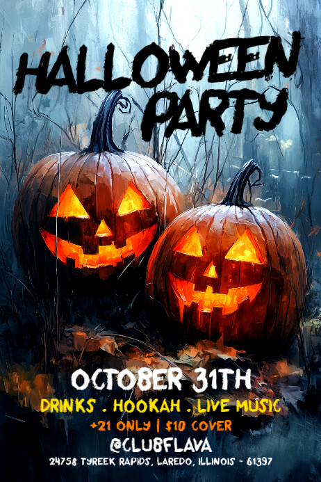 Plantilla de Negro Halloween Party Pósters | PosterMyWall