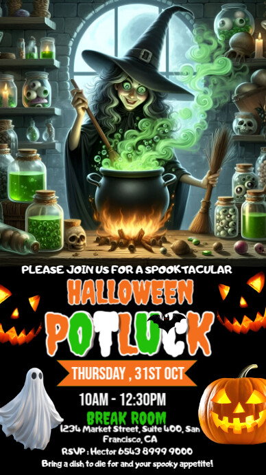 Black Maximalist Halloween Potluck  Instagram Story template