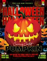 Black Maximalist Halloween Pumpkin Carving Contest Flyer (us Letter) template