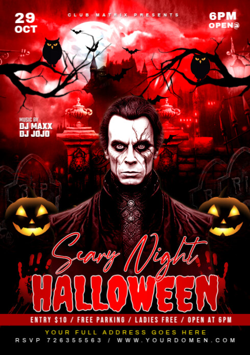 Black Maximalist Halloween Scary Night A4 Template | PosterMyWall