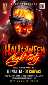 Black Maximalist Halloween Scary Night Party Instagram Story template