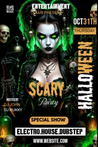 Black Maximalist Halloween Scary Party  Poster Plakat template