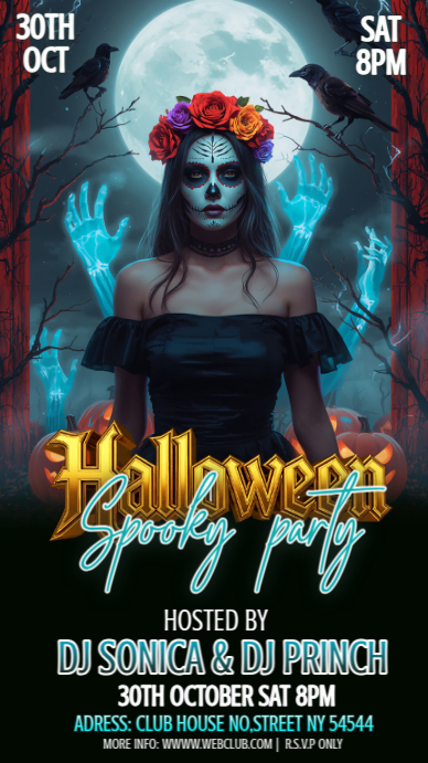 Plantilla de Black Maximalist Halloween Spooky Party Instagram Story ...
