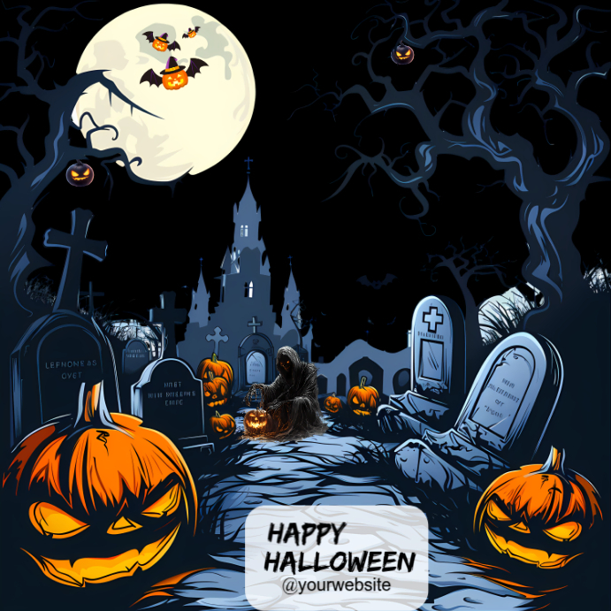 Black Maximalist Halloween Square (1:1) template