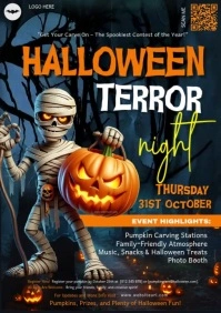 Black Maximalist Halloween Terror Night A5 template