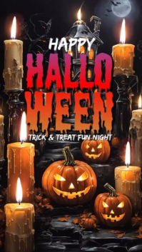 Black Maximalist Halloween Trick & Treat Fun Night  Digital Display (9:16) template