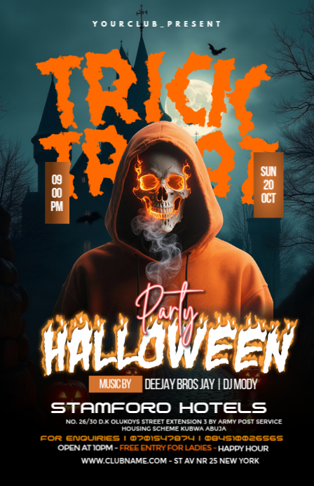 Black Maximalist Halloween Trick Or Treat Party Tabloid Template ...