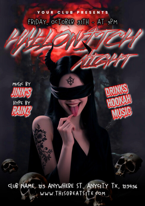 Black Maximalist Hallowitch Night Party A4 Template | PosterMyWall