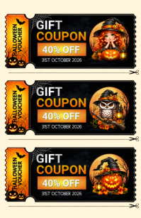 Hitam Halloween Gift Voucher Tabloide Template