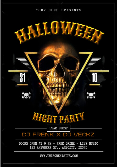 Plantilla de Black Maximalist Haloween Night Party A4 | PosterMyWall