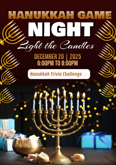 Black Maximalist Hanukkah Game Night A1 template