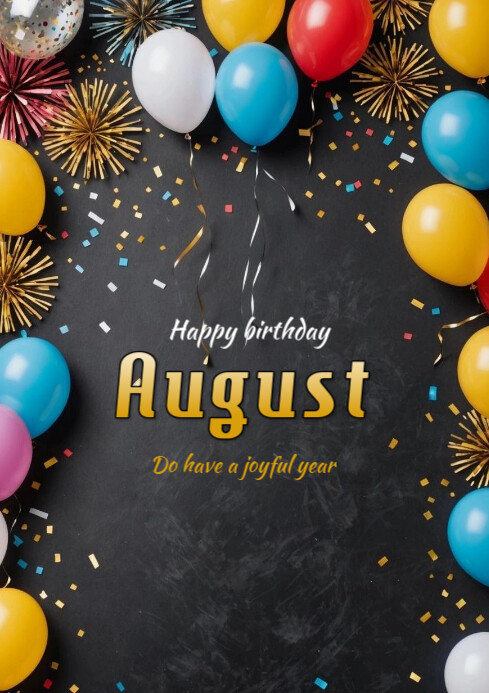 Black Maximalist Happy Birthday August  A4 template