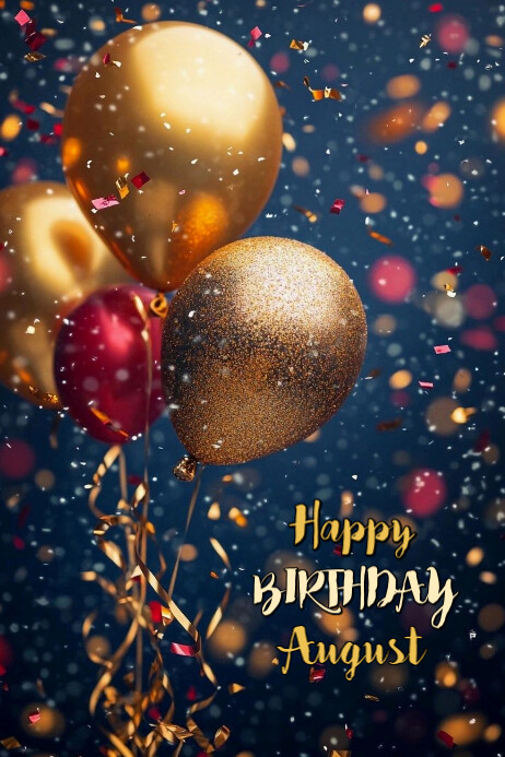 Black Maximalist Happy Birthday August  Banner 4' × 6' template