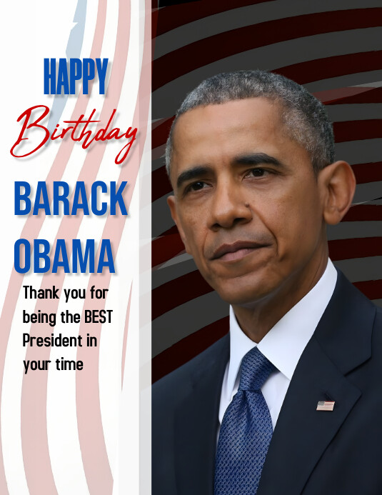 Obama Flyer Black Maximalist Happy Birthday Barack Obama Template | PosterMyWall