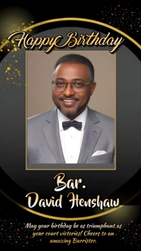 Black Maximalist Happy Birthday Barrister  In Instagram Story template