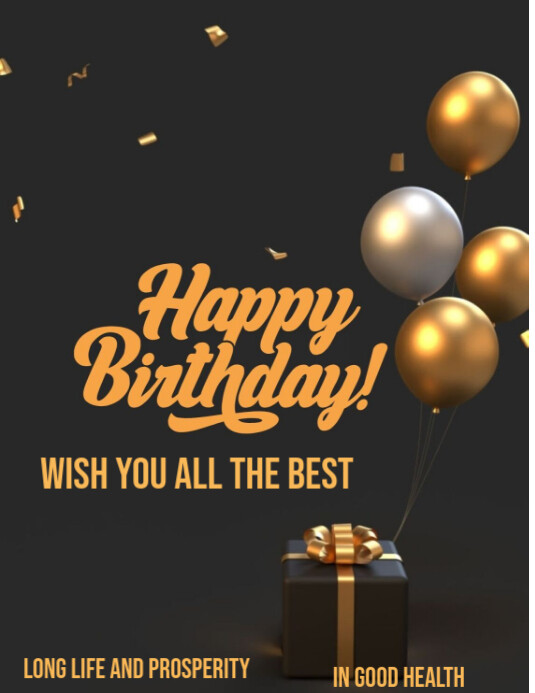 Black Maximalist Happy Birthday  Flyer (us Letter) template
