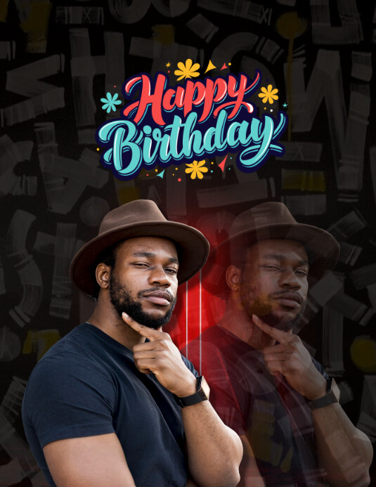 Black Maximalist Happy Birthday  Flyer (us Letter) template
