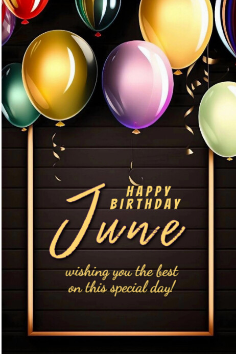 Black Maximalist Happy Birthday June  Banner 4' × 6' template