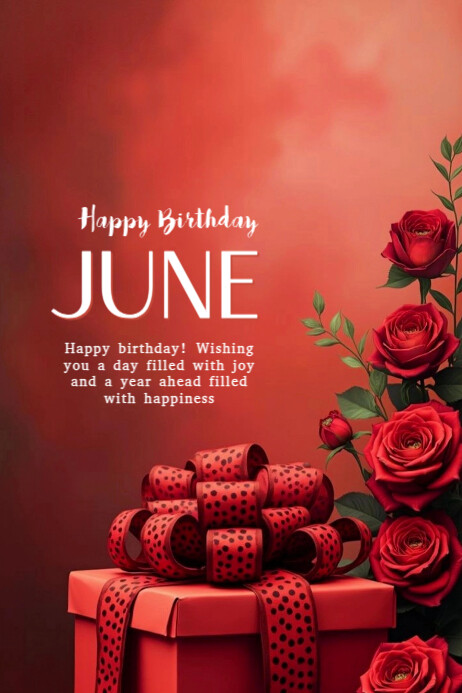 Black Maximalist Happy Birthday June Banner 4' × 6' Template | PosterMyWall