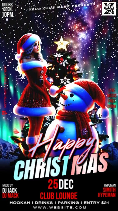 Black Maximalist Happy Christmas Instagram Reel Template | PosterMyWall