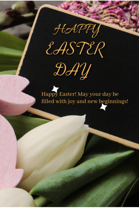 Black Maximalist Happy Easter Day Design  Poster Plakkaat template