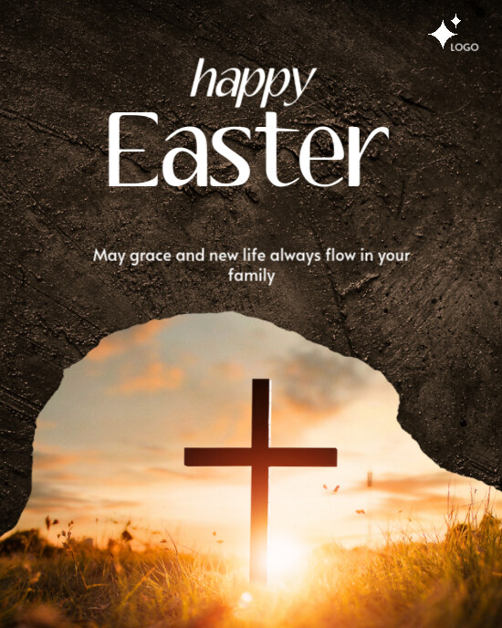 Black Maximalist Happy Easter Instagram Portrait template