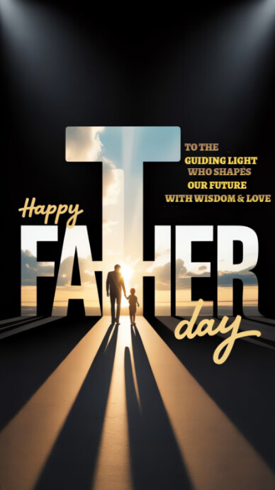 Black Maximalist Happy Father's Day Poster Inspirational Tribute To Dad With Sunset And Shadow Art D Umbukiso Wedijithali (9:16) template