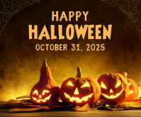Black Maximalist Happy Halloween Celebration Wishes  Medium Rectangle template