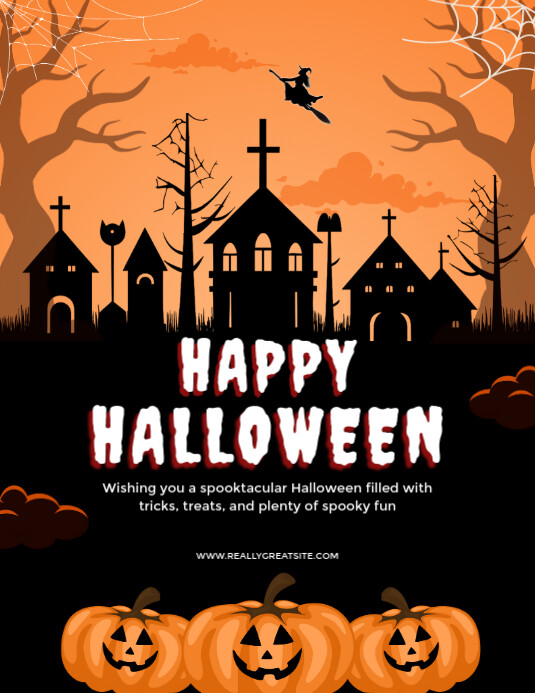 Black Maximalist Happy Halloween Flyer (us Letter) template