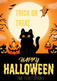 Black Maximalist Happy Halloween Flyers  A4 template