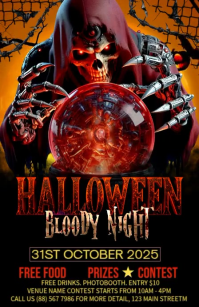 Negro Halloween Party Wide Setengah Halaman Template