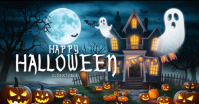 Black Maximalist Happy Halloween Wish  Facebook Shared Image Obraz udostępniany na Facebooku template